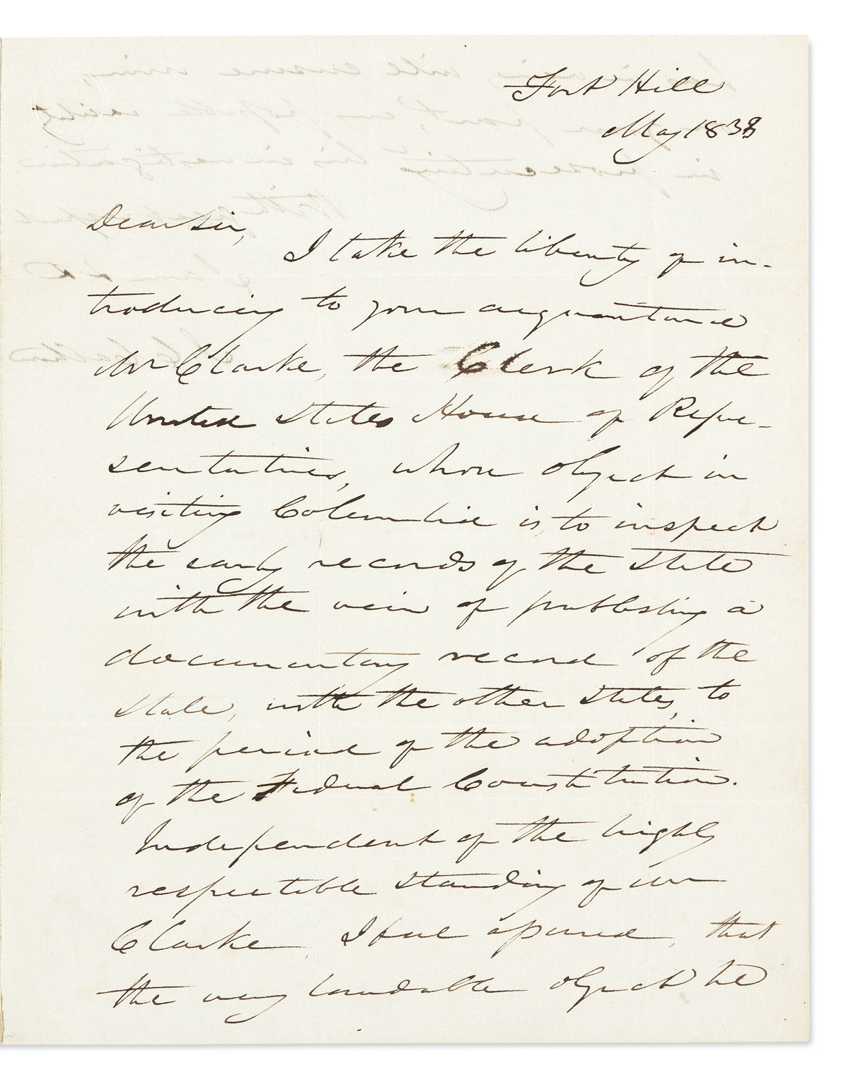 CALHOUN, JOHN C. Autograph Letter Signed, J.C. Calhoun, as Senator, to Secretary of State John Forsyth (Dear Sir),
